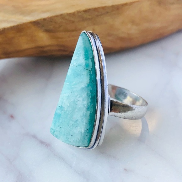 Amazonite Silver Ring - Picture 1 of 10
